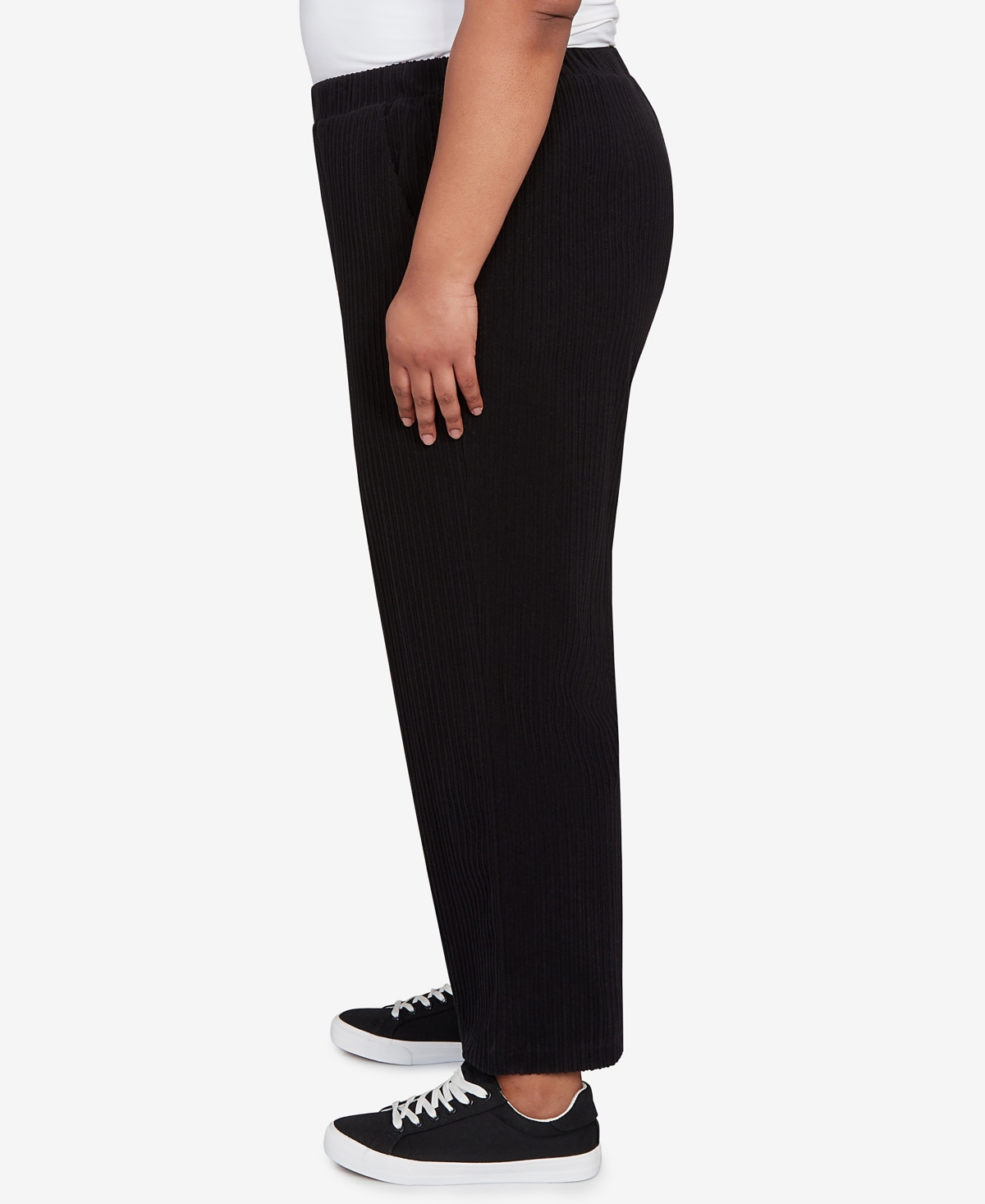 Alfred Dunner Plus Size Lake Champlain Ribbed Knit Ankle Pants In Black