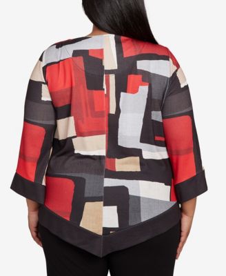 Plus Size Jet Setter Knit Colorblock Top with Necklace