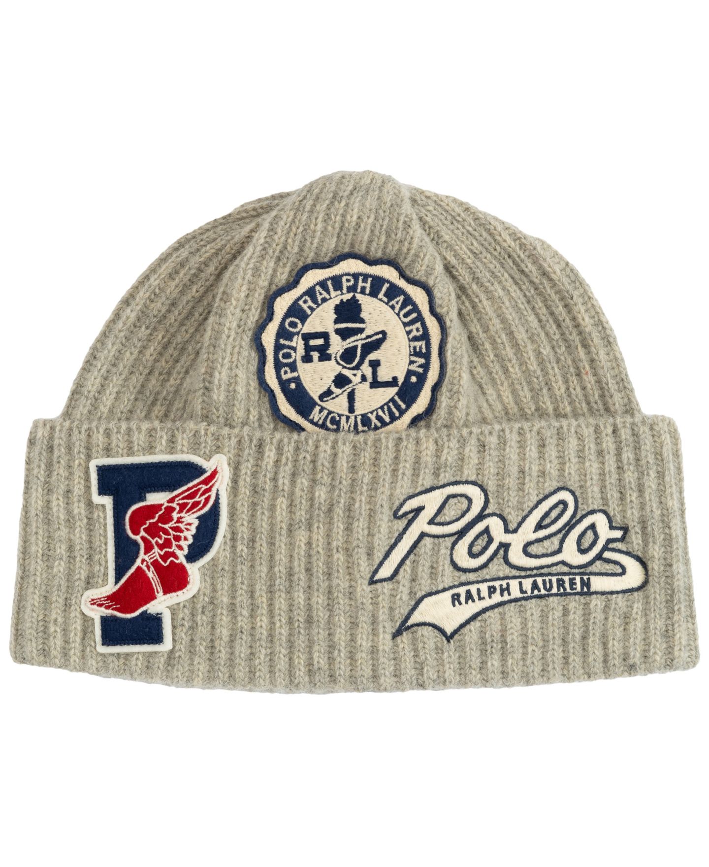 Мужская шапка Polo Ralph Lauren Patch Watch Beanie Hat, цвет: Меланжевый — фото 1