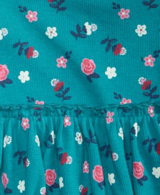 Baby Girls Party Floral Rib Long-Sleeve Dress, Macy’s Exclusive 