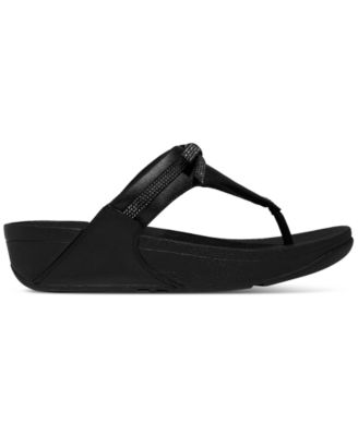 Women's Lulu Glitz-Bow Leather Toe-Post Sandals