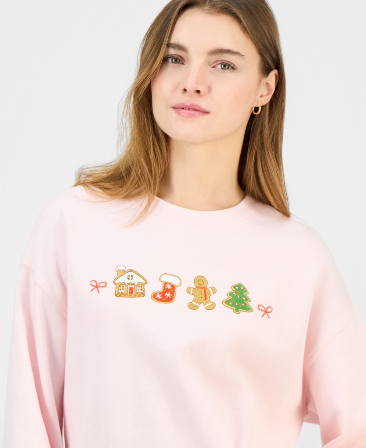 Rebellious One Juniors' Gingerbread Cookies Fleece Sweatshirt In Multi