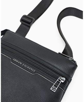 Men's Faux-Leather Flat Crossbody Bag