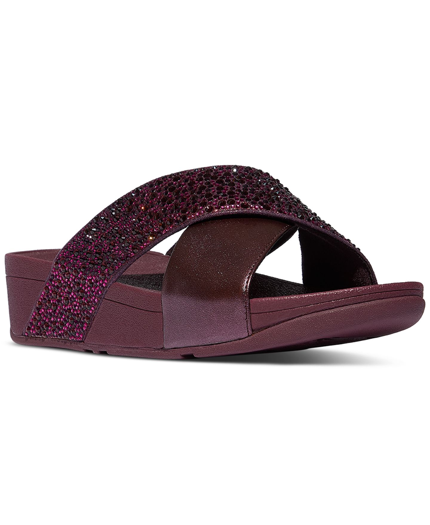 Женские сандалии FitFlop Lulu Embellished Metallic Crisscross Slide, цвет: Металлик — фото 1