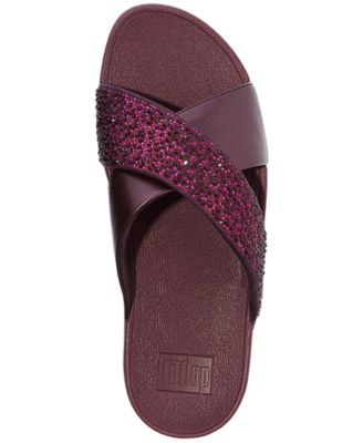 Women's Lulu Embellished Metallic Crisscross Slide Sandals