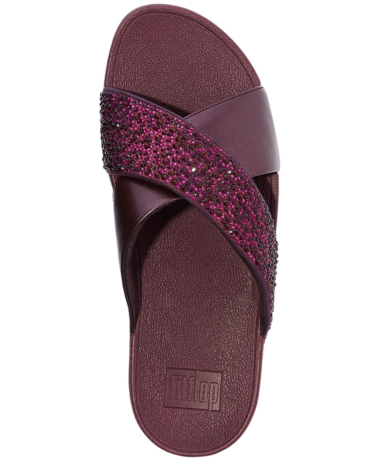 Женские сандалии FitFlop Lulu Embellished Metallic Crisscross Slide, цвет: Металлик — фото 3