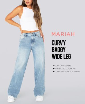 Juniors' High Rise Baggy Wide-Leg Curvy Jeans