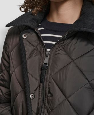 Women's Corduroy Collar Hooded Quilted Coat