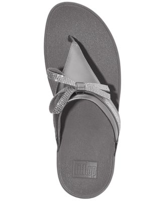 Women's Lulu Glitz-Bow Leather Toe-Post Sandals