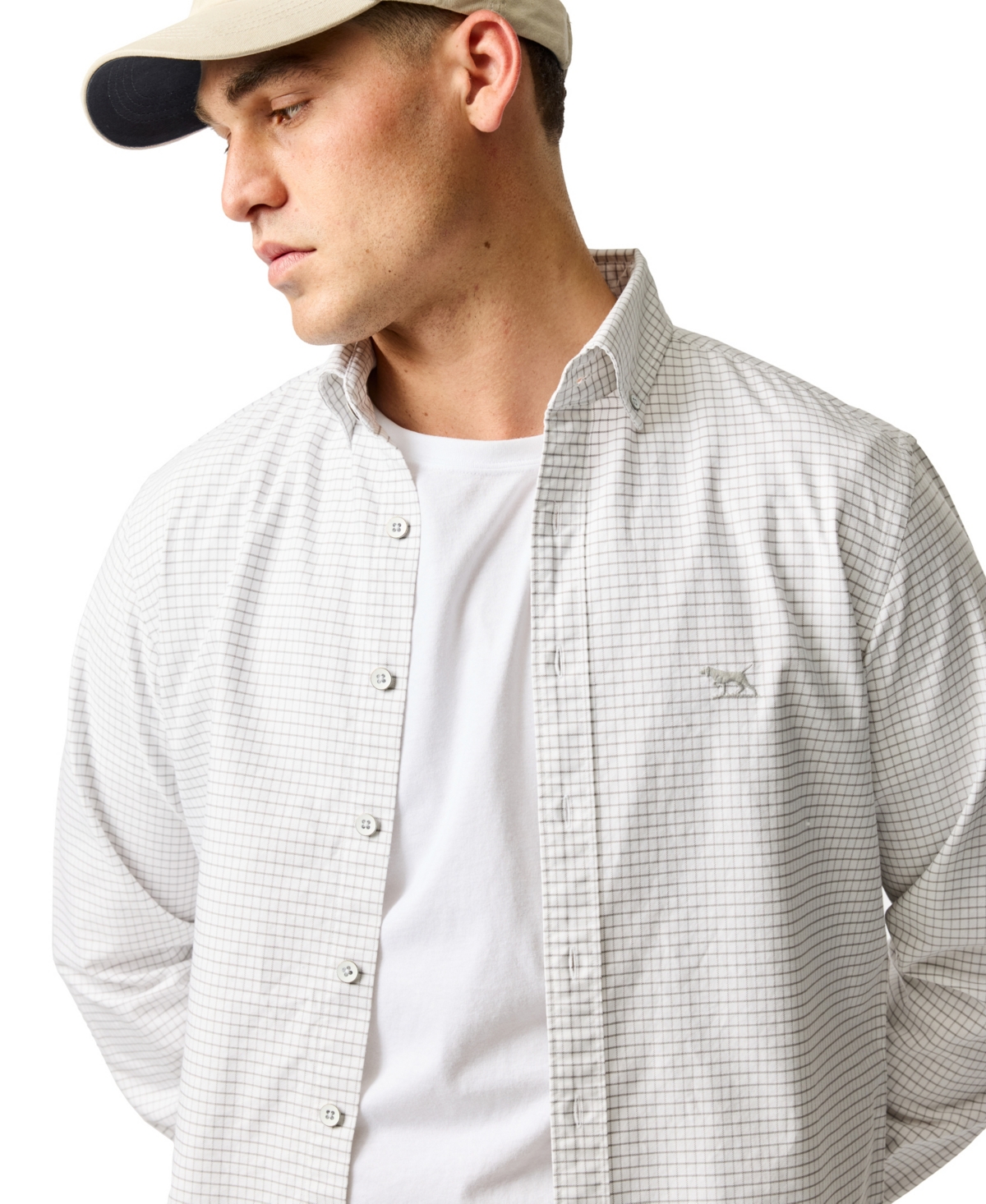 Rodd & Gunn Men's Gunn Check Oxford 5 Long Sleeve Sports Fit Shirt In White