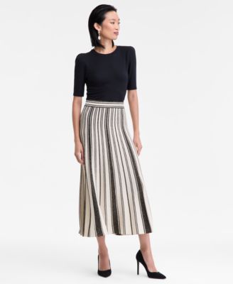 I.N.C. International Concepts - Women's Metallic Contrast Pleated Sweater Skirt