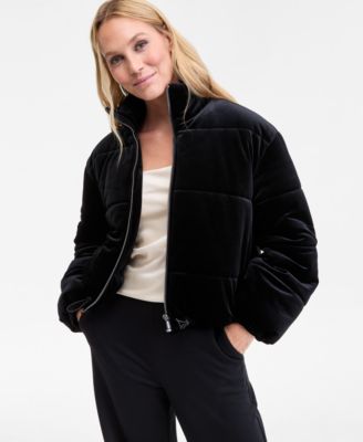I.N.C. International Concepts - Women's Cropped Velvet Puffer Jacket
