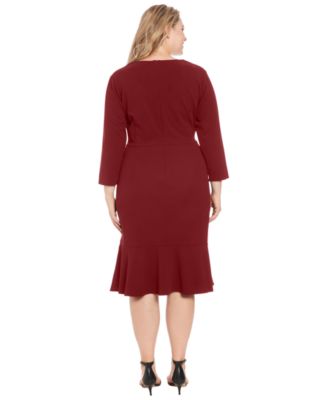 Petite Side-Knit 3/4-Sleeve Midi Dress