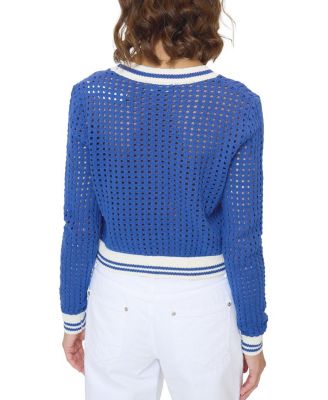 Women's Junie Varsity Mesh Stitch Cardigan