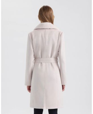 Women's Faux Suede Trench with Detachable Fur Collar