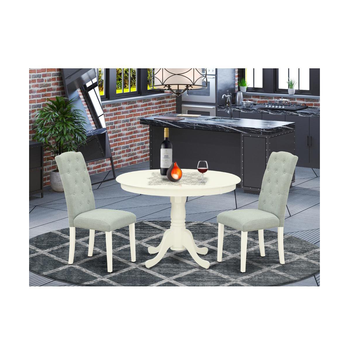 East West Furniture Dining Room Set Linen White