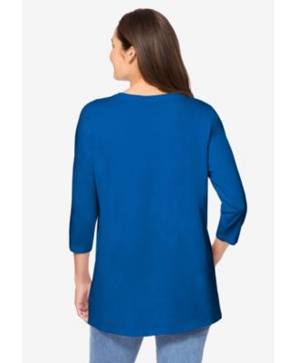 Plus Size Perfect Three-Quarter Sleeve Crewneck Tee