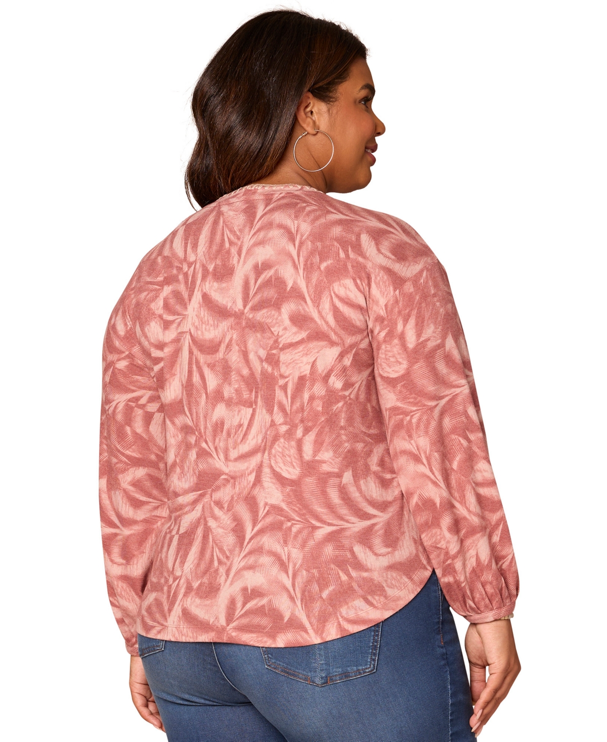 Democracy Plus Size Embroidered Scoop-neck Top In Pink