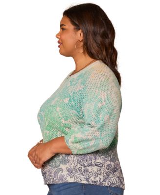 Plus Size Dolman Blouson-Sleeve Sweater