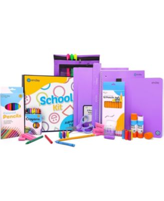 School Supplies Kit for Grades K–5 – 71 Items: Composition Notebook Subject Notebook, Pencils, Folders Colored Pencils, Crayons, Scissors, Glue & More