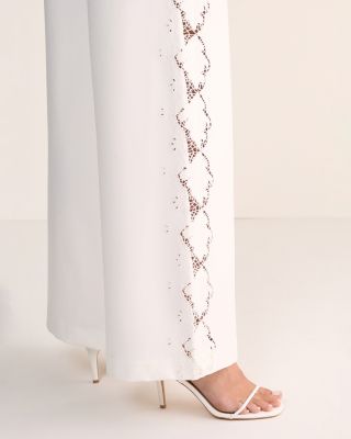 Women's Cutwork Side Tailored Wide Leg Pants