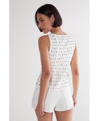 Women's Studded Denim Corset Top