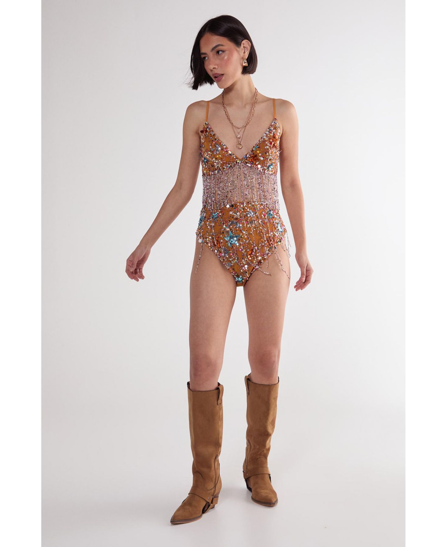 Женские шорты Nasty Gal Star Embellished Tassel Booty, цвет: Оранжевый — фото 4