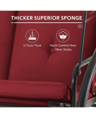 3 Seats Porch Swing Chair with Adjustable Backrest & Canopy