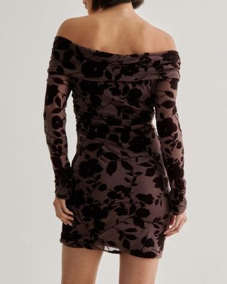 Women's Floral Devore Ruched Mini Dress