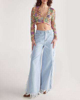 Women's Star And Heart Embellished Crop Jacket