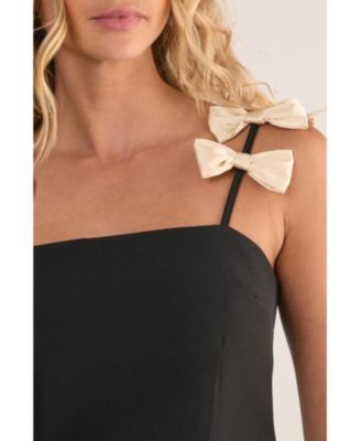 Women's Contrast Bow Tailored Top