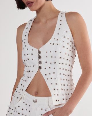 Women's Studded Denim Corset Top