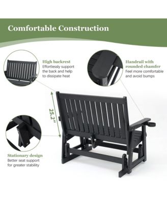 2-Seat Patio Glider HIPS Rocking Chair with Removable cup holder，Bench with Back & Hips Comfortable   Support，Heavy Duty 900 lbs，for Outdoor