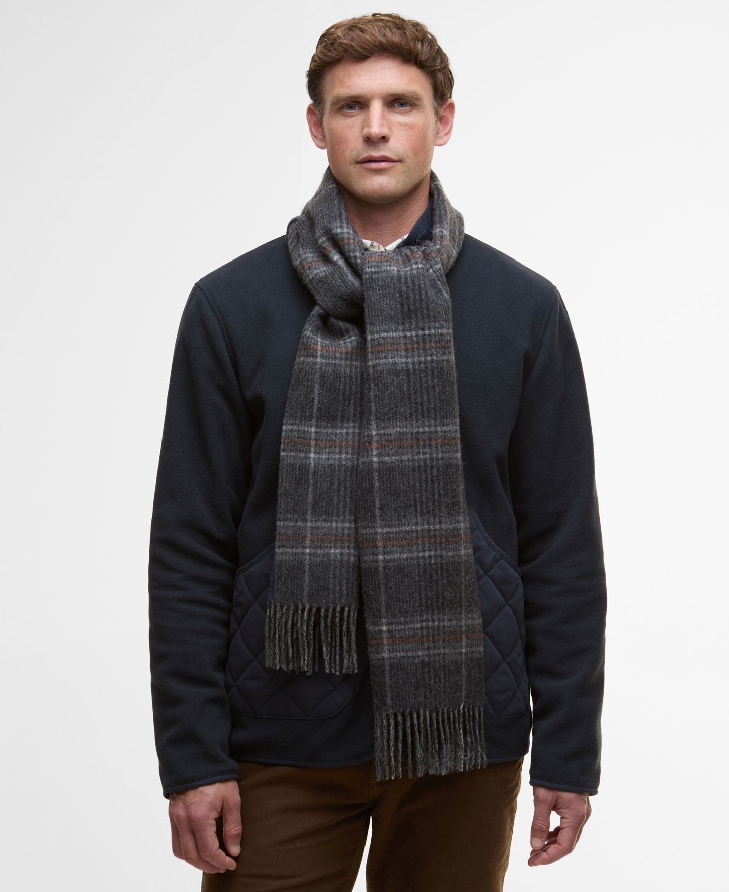Мужской шарф Barbour Marsden Reversible, цвет: Серый / Тёмно-синий — фото 2
