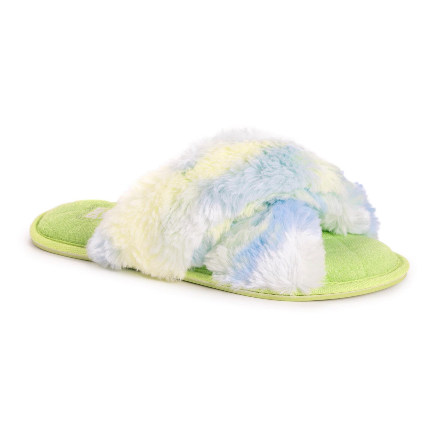 Женские тапочки MUK LUKS Perley Criss Cross Slipper, цвет: Зелёный тай-дай — фото 1