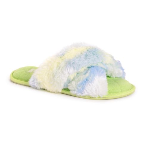 Женские тапочки MUK LUKS Perley Criss Cross Slipper, цвет: Зелёный тай-дай