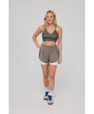 Women's Elite 2 in 1 Running Shorts - Khaki