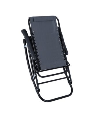 Folding Rocking Chairs, Outdoor Camping Chairs w/ Headrests,