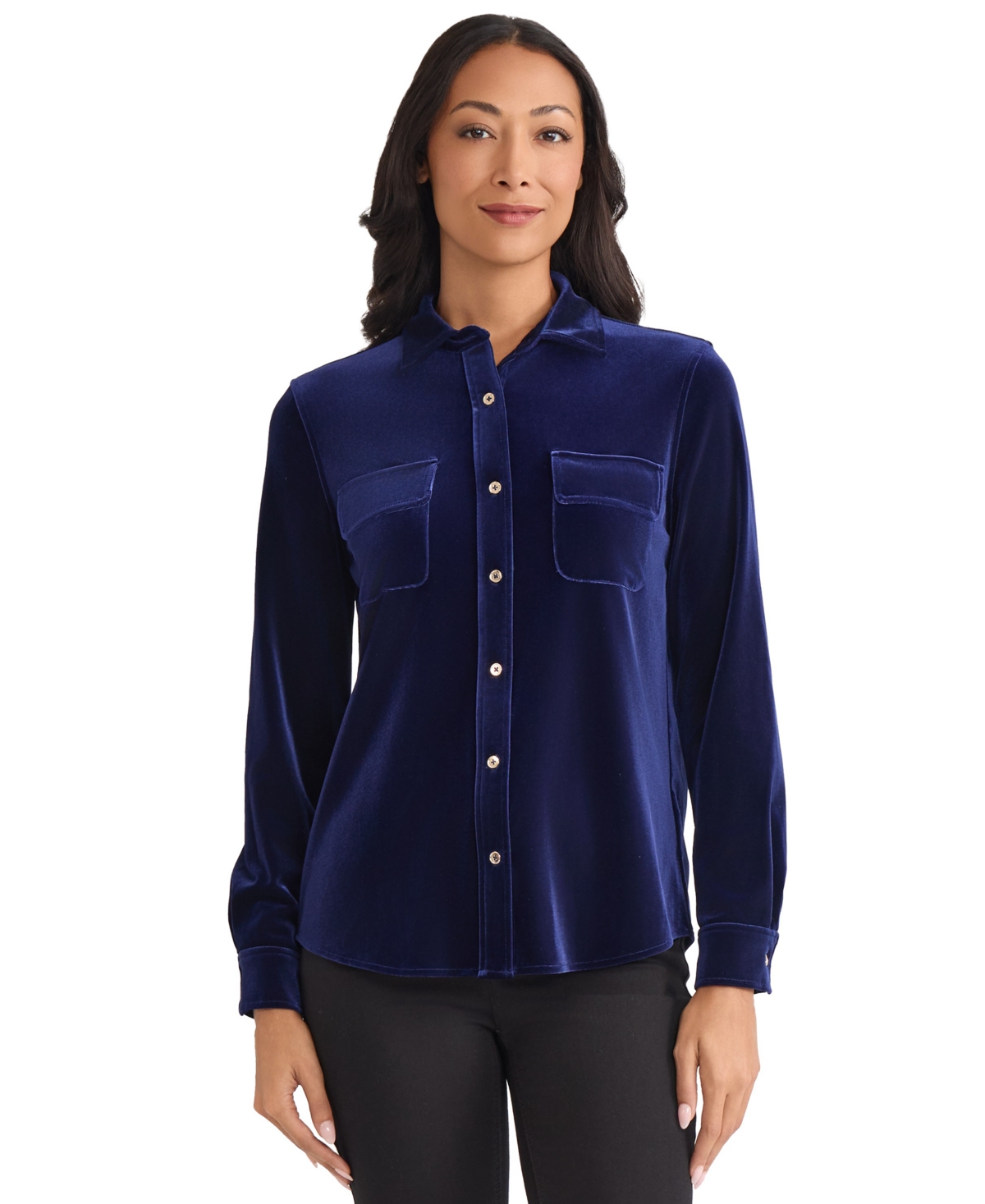 Jones New York Women's Long Sleeve Shirt In Blue