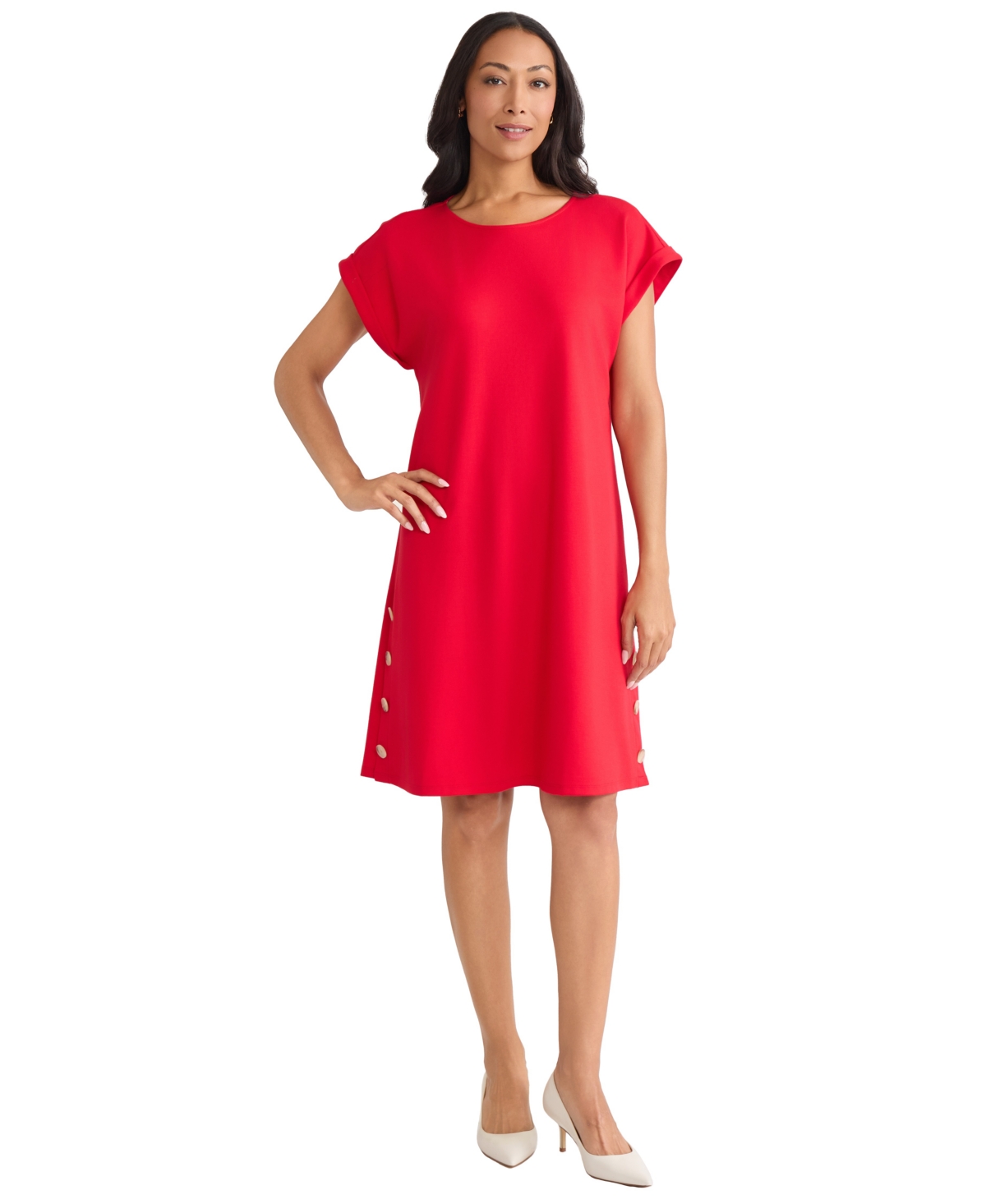 Jones New York Side Button Swing Dress