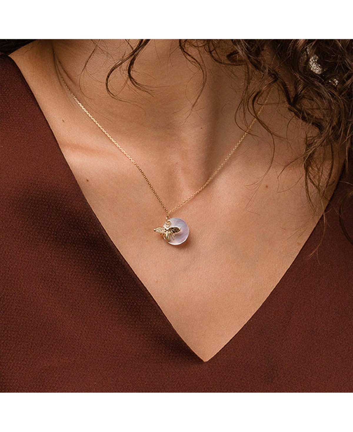 Bearfruit Jewelry Sterling Silver 18k Gold Plated Bee Cultured Pearl Necklace & Earrings Set