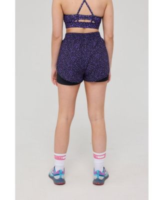 Women's Elite 2 in 1 Running Shorts - Purple Leopard