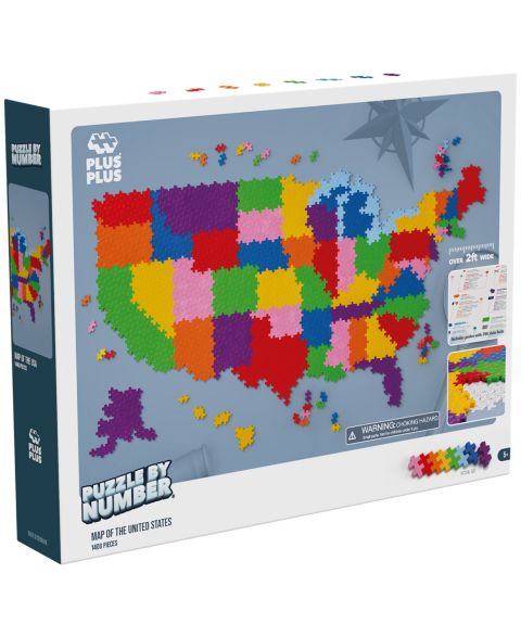 Детский конструктор Plus-Plus Map of the United States Puzzle by Number 1400-Piece Building Set, Ages 5+