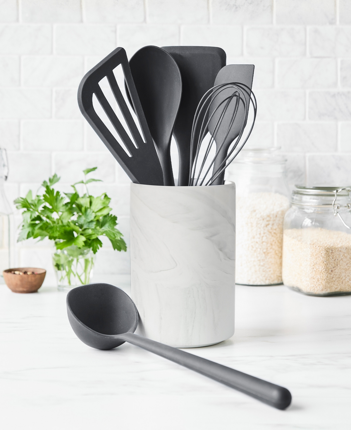 Greenpan Silicone Tools 7-pc. Crock Set In Gray