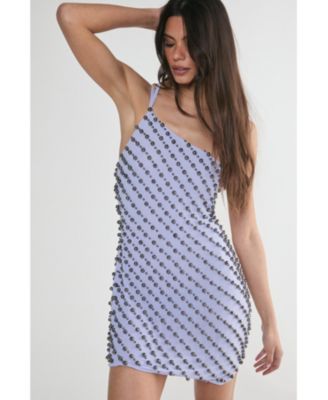 Women's One Shoulder Studded Mini Dress