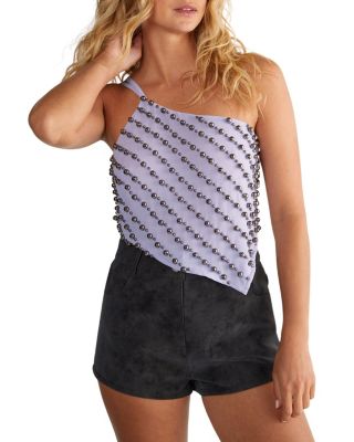 Studded Asymmetric One Shoulder Top