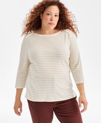 Plus Size Printed 3/4-Sleeve Top, Macy's Exclusive
