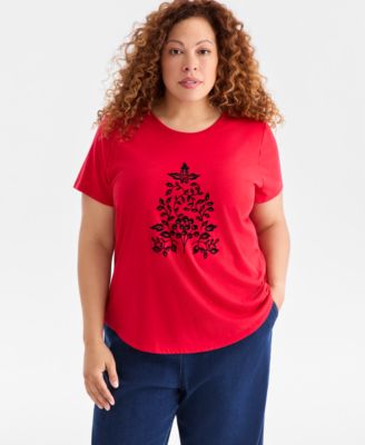 Style & Co - Plus Size Peace On Earth Graphic T-Shirt