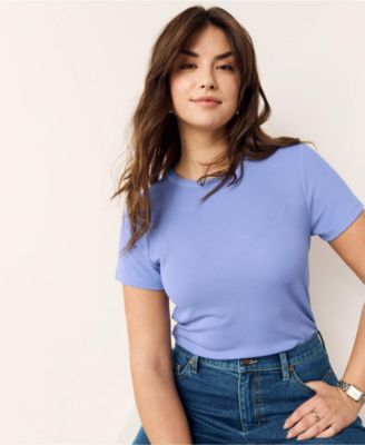 Women's Drapey Rib Fitted Short Sleeve Mini T-Shirt