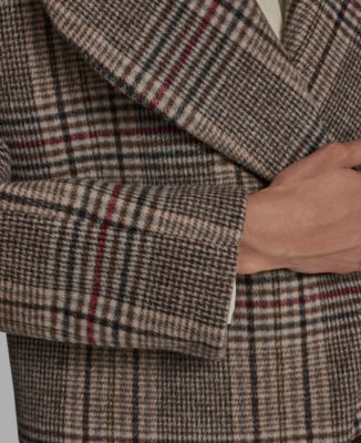 Women's Plaid Crop Open Front Jacket